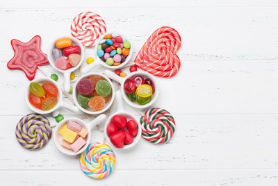 Colorful Halal certified sweets.