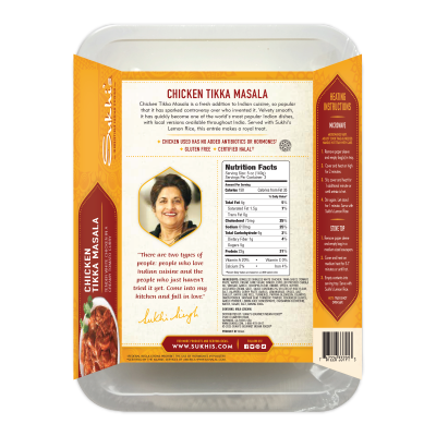 Chicken tikka masala with ISA certified logo.