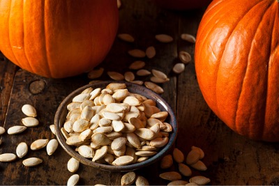 Roasted pumpkin seeds.