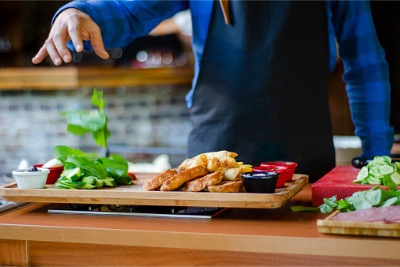 Muslim chef is prepping for breakfast.