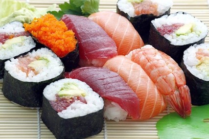 Halal seafood sushi is another popular item.