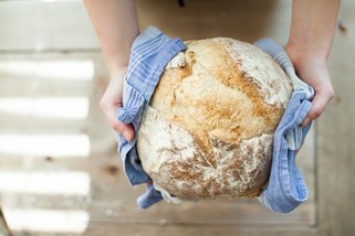 A piece of Halal oven fresh hot bread.