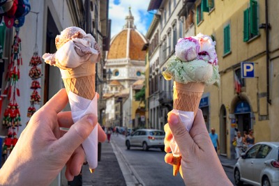 Eating ice cream together in Florence Italy.