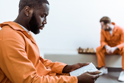Two Muslim inmates are spending time together.