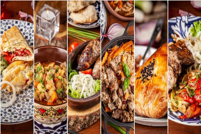 Various Halal food items.