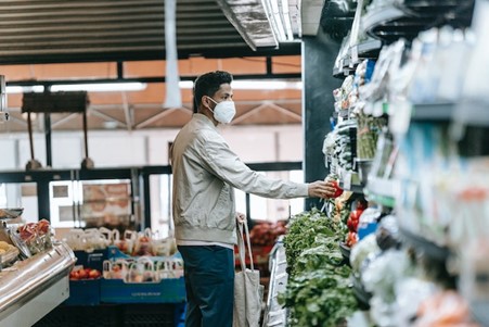 Muslim man shopping around.