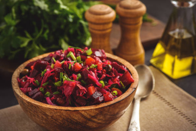 A bowl of fresh beetroot salad.