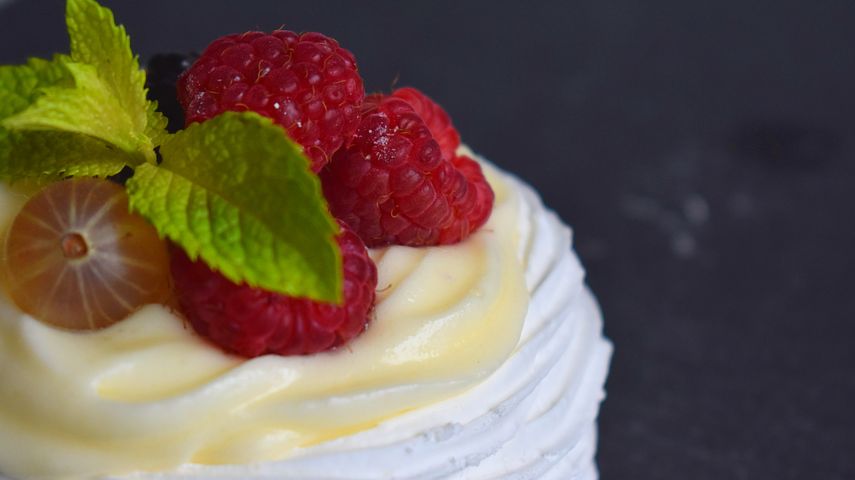 Cake with raspberry on top